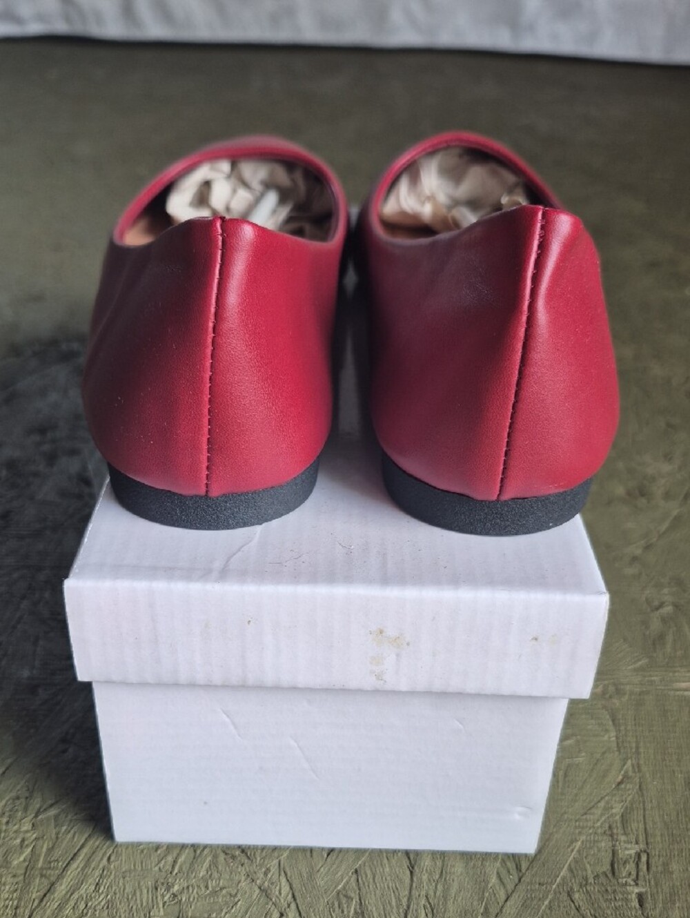 Women's Red Ballet Flats - Cushioned Slip-On Loafers - Picture 4 of 5